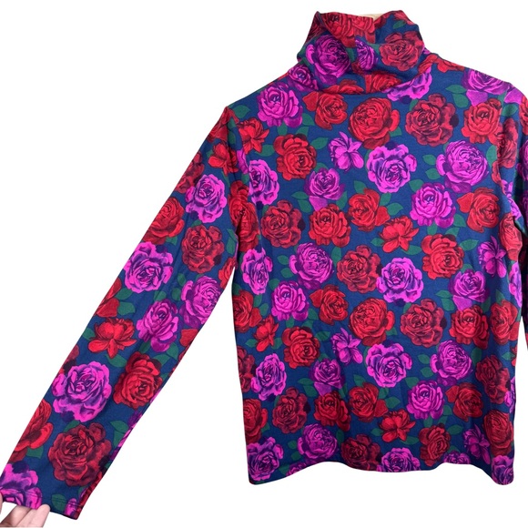 Talbots Plus 1x Classic Turtleneck Imperial Petals Cotton Floral Long Sleeve Tee - Picture 4 of 8